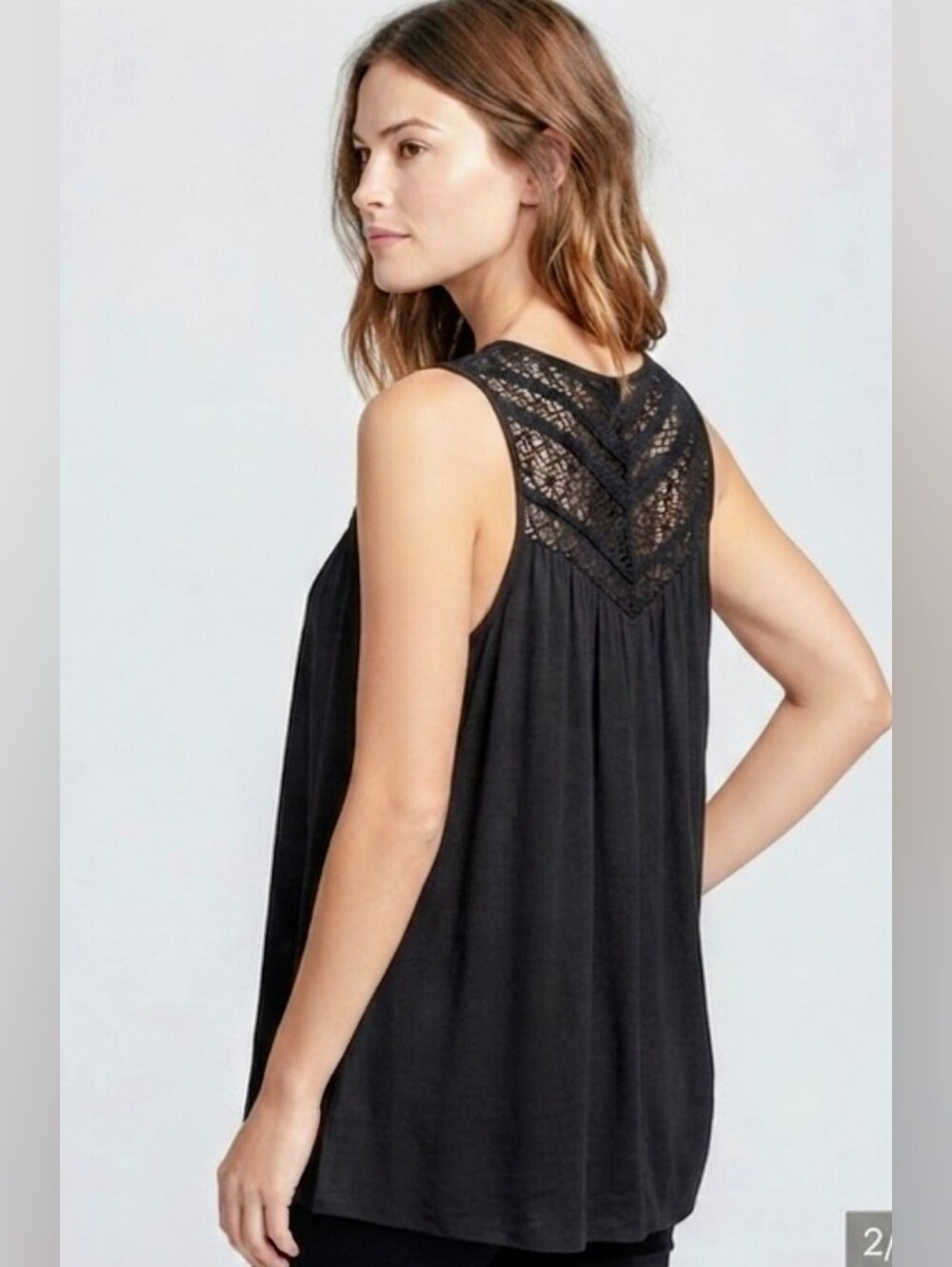 Adyson Parker Black Lace Chevron Inset Sleeveless Top Size Small  , NWT